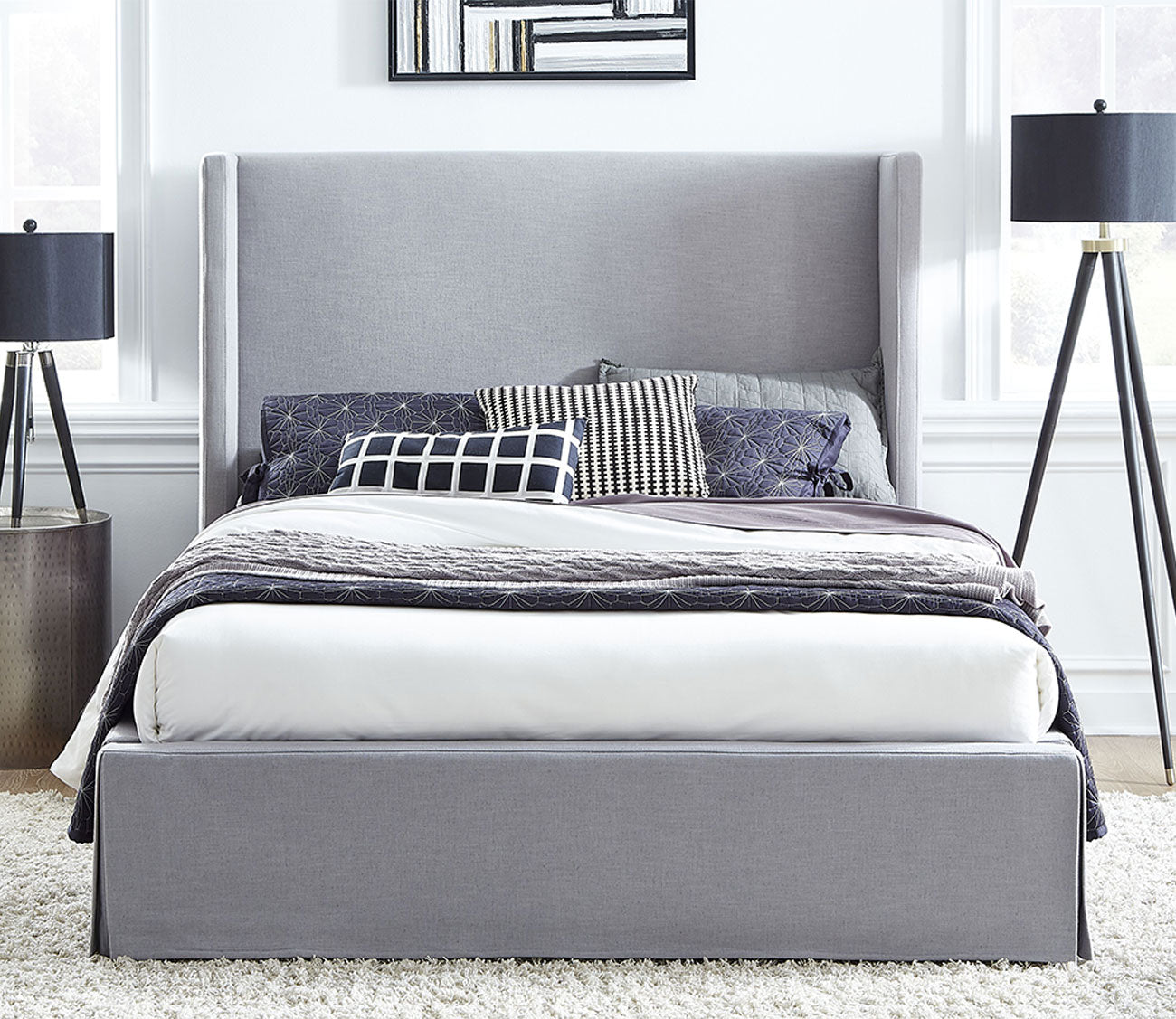 Cresta Upholstered Skirted Storage Panel Bed