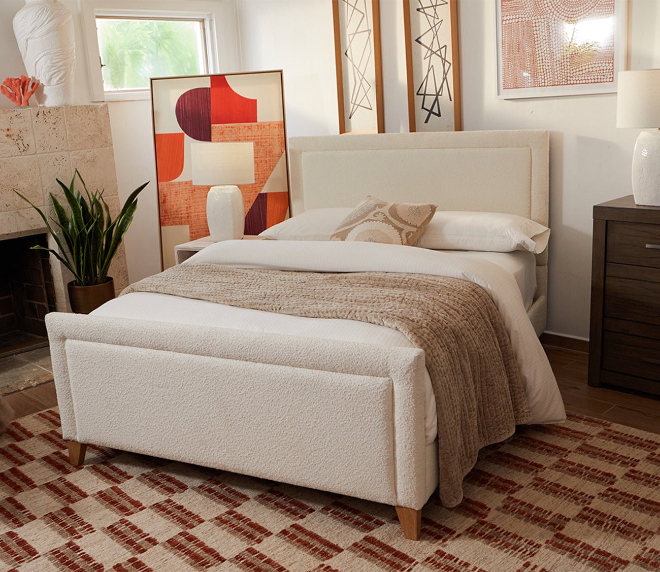 CM Home Dover Boucle Upholstered Bed